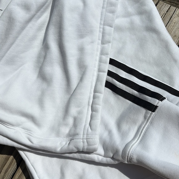 Adidas Originals Cropped Hoodie White Black Triple Stripe Size M - Picture 12 of 12